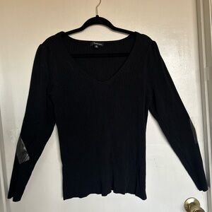 INC International Concepts Black V-Neck Long Sleeve Top